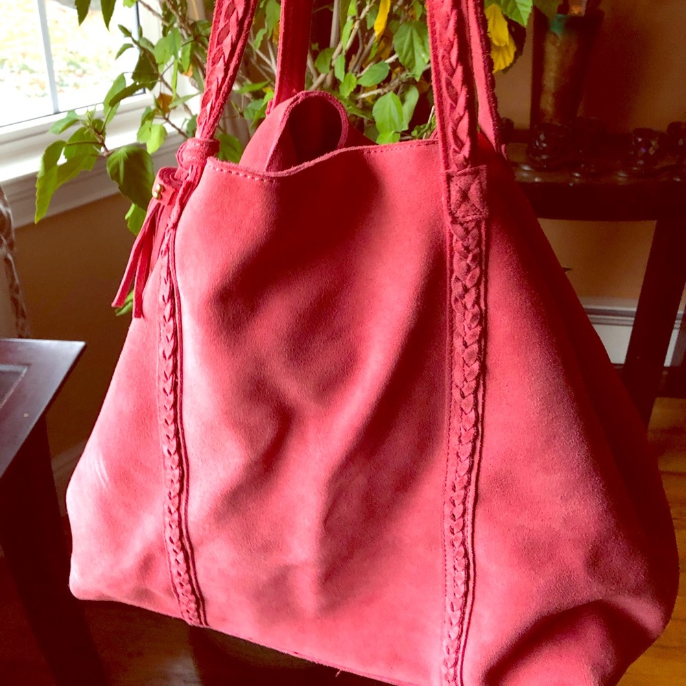 Suede pocketbook (Coral color)